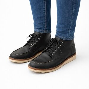 Size 8 Women’s Thursday Boot Co Diplomat Moc Toe Boots Black Leather Wedge Sole